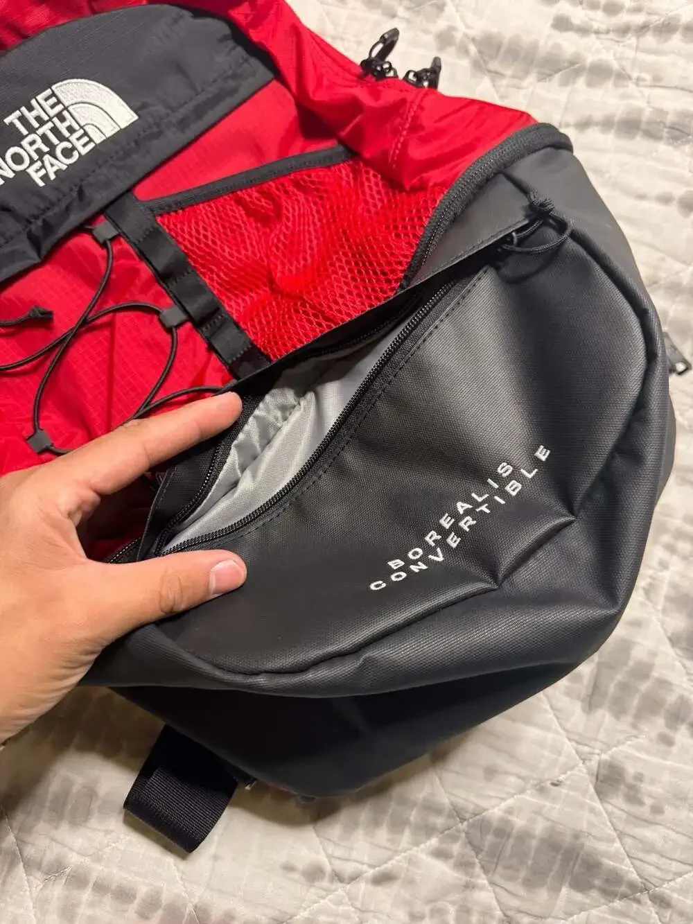 The North Face Borealis Convertible Backpack Fanny Pack Red Black